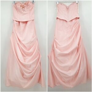 David's Bridal Pink Beaded Floor Lenght Gown